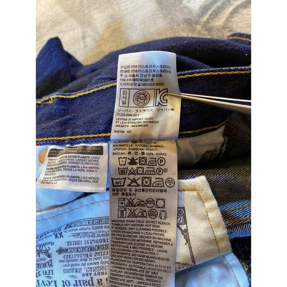 501 Button Fly, Men's, Denim Jeans 34 x 30, 100% Cotton, Dark Stone Wash - Picture 8 of 11